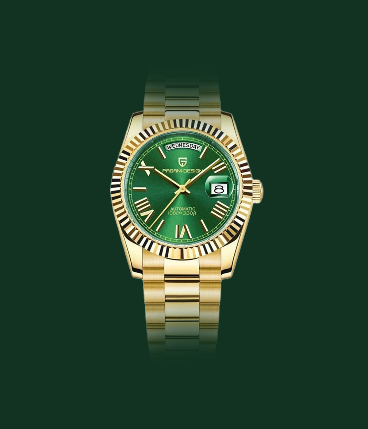relogio-hazzari-de-luxo-automático-dolomitas-dourado-e-verde